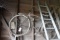 WALL LOT ANTIQUE SCHWINN BIKE RUST LADDER PUMP BARRELS AND MORE