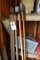 SHELF LOT INCLUDING SLEDGE HAMMER AX STRAWBERRY BOXES BEEHIVE SMOKER