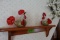 PAIR OF ART GLASS ROOSTERS