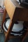 SMALL CHOPPING BLOCK ON CASTERS KIMBALL APPROX 31 INCH TALL X 18 X 18 WITH