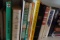 3 SHELVES OF HARDBACK BOOKS WITH HYMNALS BIBLES FIRST AID BOOKS AND MORE