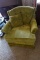 PAIR GREEN UPHOLSTERED ARM CHAIRS