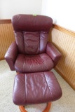 LEATHER RECLINER WITH OTTOMAN