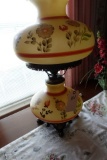 LARGE REPRODUCTION ANTIQUE STYLE HAND PAINTED TABLE LAMP