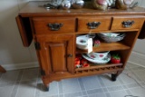 TEA CART WITH TWO DRAWERS TWO TIERS ON CASTERS