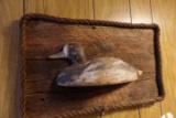 1/2 WILD FOWLER HEN BLUE BILL ON WOOD APROX 19 INCH X 12