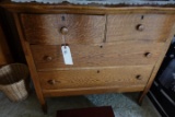 ANTIQUE OAK SERPENTINE DRESSER 38 INCH X 19 X 34 INCH TALL