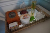 DRESSER MIRROR WITH SMALL COLLECTIBLES RING KEEP WATCH KEEP ETC