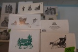 LOT OF 5 HERITAGE VILLAGE PCS TO INCLUDE HOLIDAY TRAVELERS FEZZIWIG DELIVER