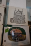 DICKENS VILLAGE ALDEBURGH MUSIC BOX GIFT SET AND 2 HERITAGE VILLAGE OLD CUR