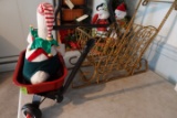 CHRISTMAS DECORATIVES MINI RADIO FLYER WAGON SLEIGH SNOW MEN TREE