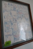 COLLECTIBLES ON WALL INCLUDING CHILDRENS PRINTS AND FLORAL ART