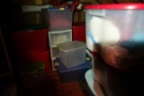 LARGE LOT OF TOTES AND CHRISTMAS DECORATIONS
