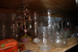 3 CABINETS FULL OF SMALL COLLECTIBLES INCLUDING GLASSWARE DRESSER BOTTLES O
