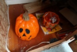 CABINET LOT INCLUDING HALLOWEEN DECORATIONS FABRIC AND MORE