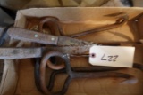 BOX WITH BUTCHER KNIVES MEAT HOOKS