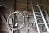 WALL LOT ANTIQUE SCHWINN BIKE RUST LADDER PUMP BARRELS AND MORE