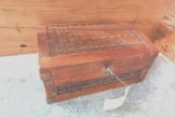 SMALL RATTAN CHEST APPROX 15 INCH X 10 X 6