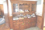 STEP BACK CHINA HUTCH APPROX 66 INCH ACROSS X 18 INCH X 73 INCH TALL 2 PC