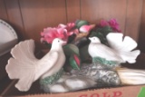 CAPODAMONTE LOVE BIRDS WITH FLOWERS AND SMALL FLOWER POT