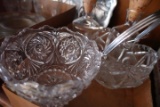 PAIR OF CRUETS WITH PRESSED GLASS BOWL AND BASKET