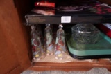 CONTENTS OF CABINET INCLUDING SERVING PCS CHAMPAGNE GLASSES TRAYS AND MORE