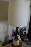TWO BRASS AND MARBLE TABLE LAMPS