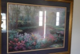 LARGE FLORAL PRINT FRAMED UNDER GLASS 43 X 34