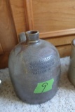 ANTIQUE SALT GLAZED WHISKEY JUG WITH 4 LINES OF WRITING MCGREENBAUM WINES A