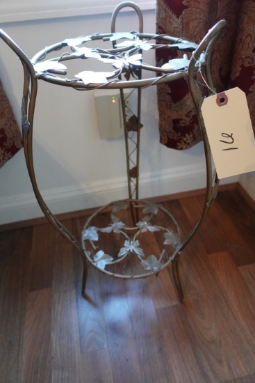 TWO TIER WROUGHT IRON PLANT STAND BUTTERFLY DESIGN