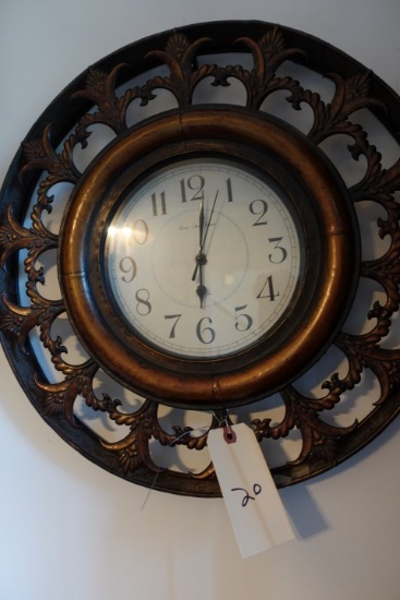 BATTERY OPERATED WALL CLOCK IN METAL FRAME APPROX 19 INCH
