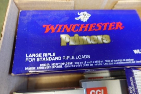 BOX OF LARGE RIFLE PRIMERS BY CCI WINCHESTER OVER 1500 PRIMERS TOTAL