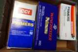 3 BOXES SMALL PISTOL PRIMERS INCLUDING WINCHESTER AND CCI OVER 1500 PRIMERS