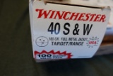 3 BOXES WINCHESTER 40 S&W 165 GRAIN FULL METAL JACKET 300 ROUNDS TOTAL