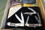 LIMITED 2014 EDITION SCHRADE UNCLE HENRY POCKET KNIVES IN DISPLAY CASE AND