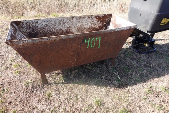 #407 STEEL CEMENT BUCKET 57  X 22 X 17" DEEP SOME RUST