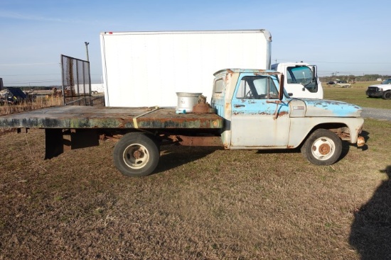 #1901 1965 CHEVY C30 18113 MILES SHOWING 283 ENG DUALLY 12 X 8 FLAT BED 4 S
