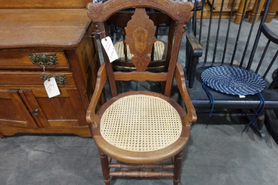 PAIR ANTIQUE BASKET WEAVE SEAT SIDE CHAIRS