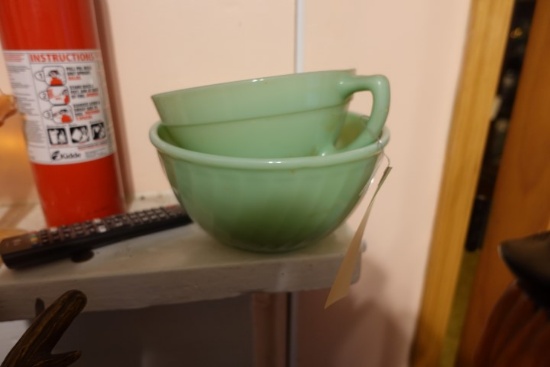 FIREKING OVEN WARE MIXING BOWL AND PITCHER