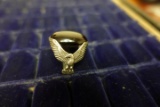 STERLING EAGLE RING WITH BLACK ONYX TYPE STONE APPROX SIZE 14.5 W .51 T OZ