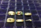 6 STERLING RINGS SIZE 10 WITH MISC STONES