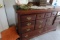 4 PC BEDROOM SET MAHOGANY VAUGHAN BASSETT INCLUDING LONG BUREAU WITH MIRROR