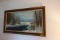 LARGE OIL ON CANVAS SNOW SCENE FRAMED 54 X 31