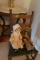ANTIQUE RUSH BOTTOM ROCKER WITH RAGEDY ANN BOOK AND DOLLS