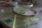VASELINE GLASS GREEN DEPRESSION AND SERVING DISH
