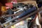 BOX OF TOOLS WRENCHES HAMMER PRYBAR DRIVERS ETC