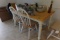 WHITE AND NATURAL FINISH KITCHEN TABLE WITH 6 MATCHING CHAIRS