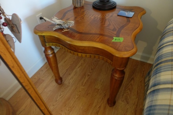SET OF 3 MATCHING TABLES OAK WITH INLAY