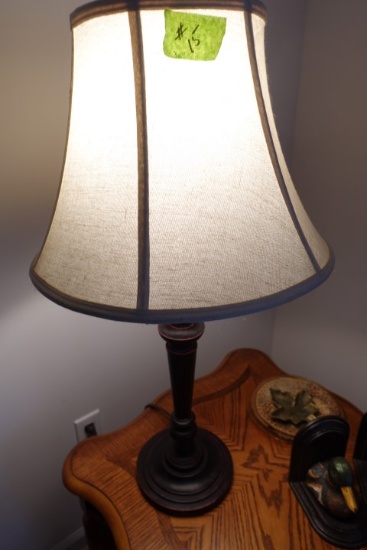 TWO TABLE LAMPS 30 INCH WITH FAUX WOODGRAIN BASE