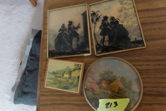 TWO SILHOUETTES AND TWO MINIATURE PRINTS